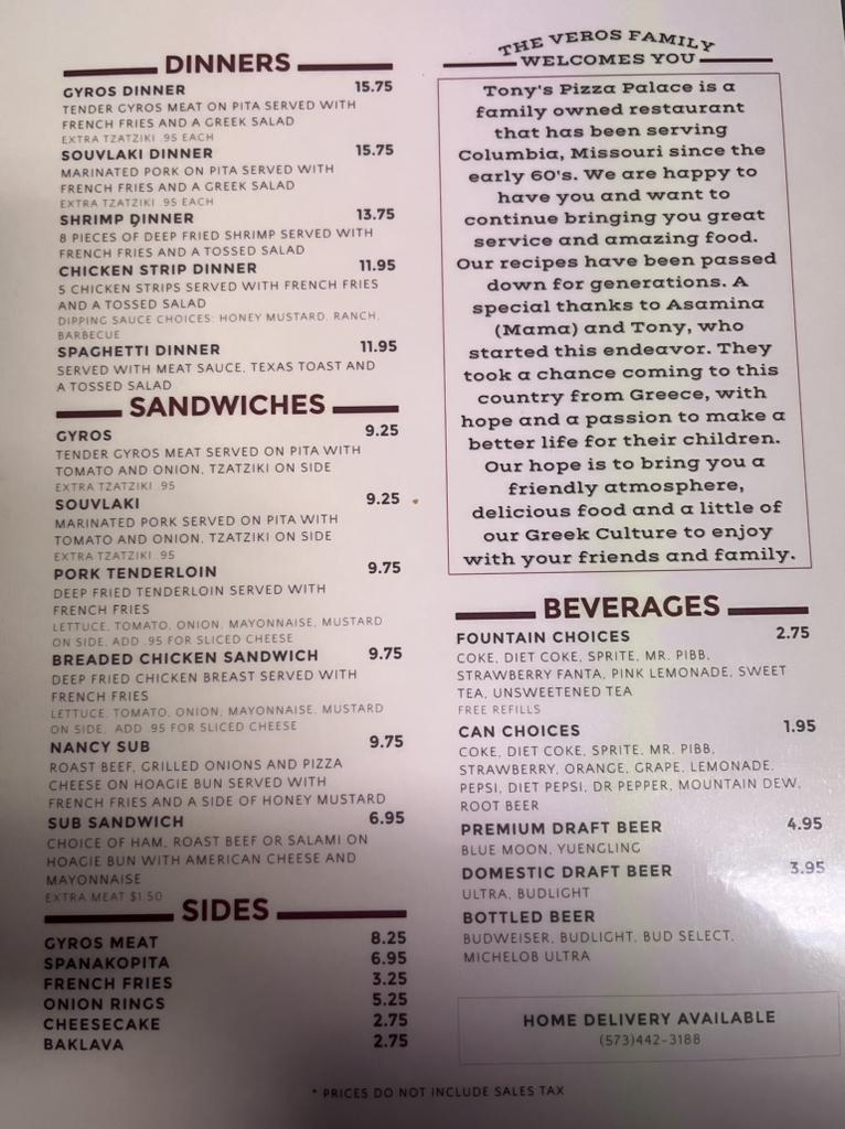 Tony's Pizza Palace