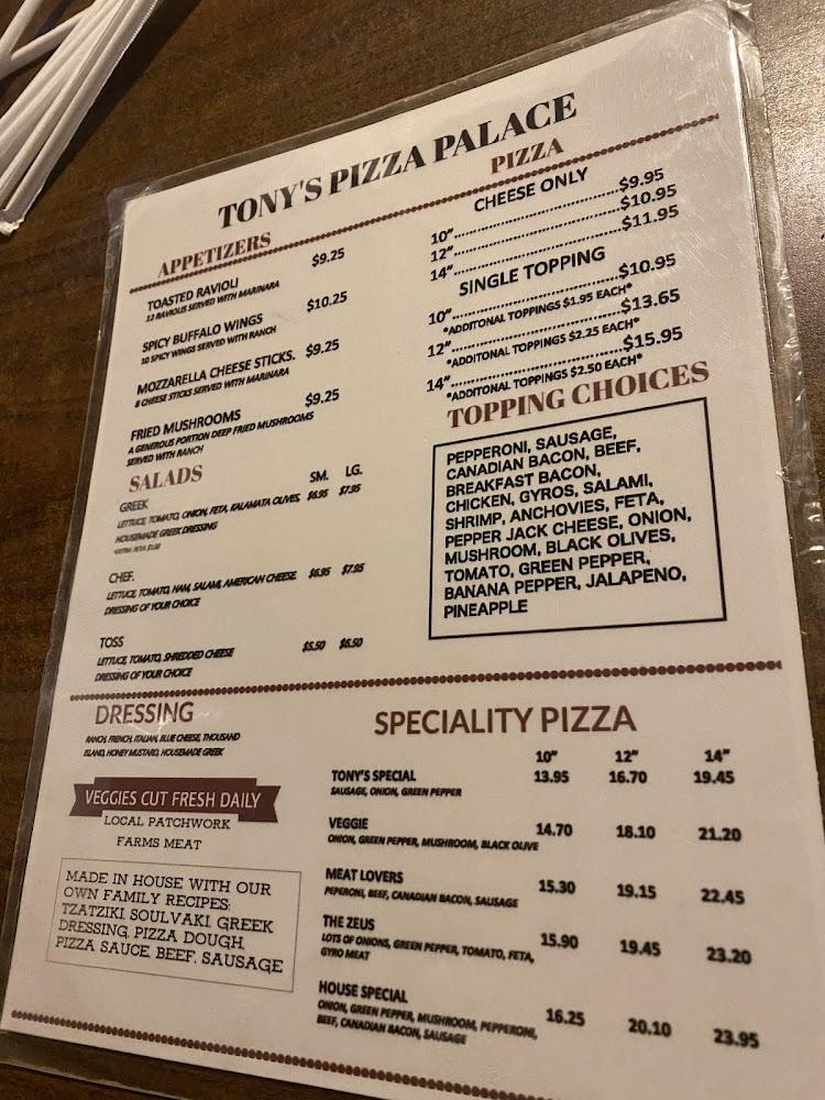 Tony's Pizza Palace Menu image 3