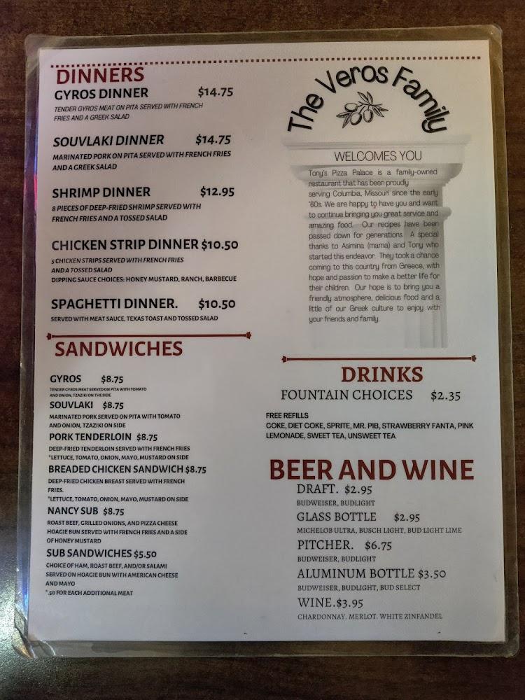 Tony's Pizza Palace Menu image 4